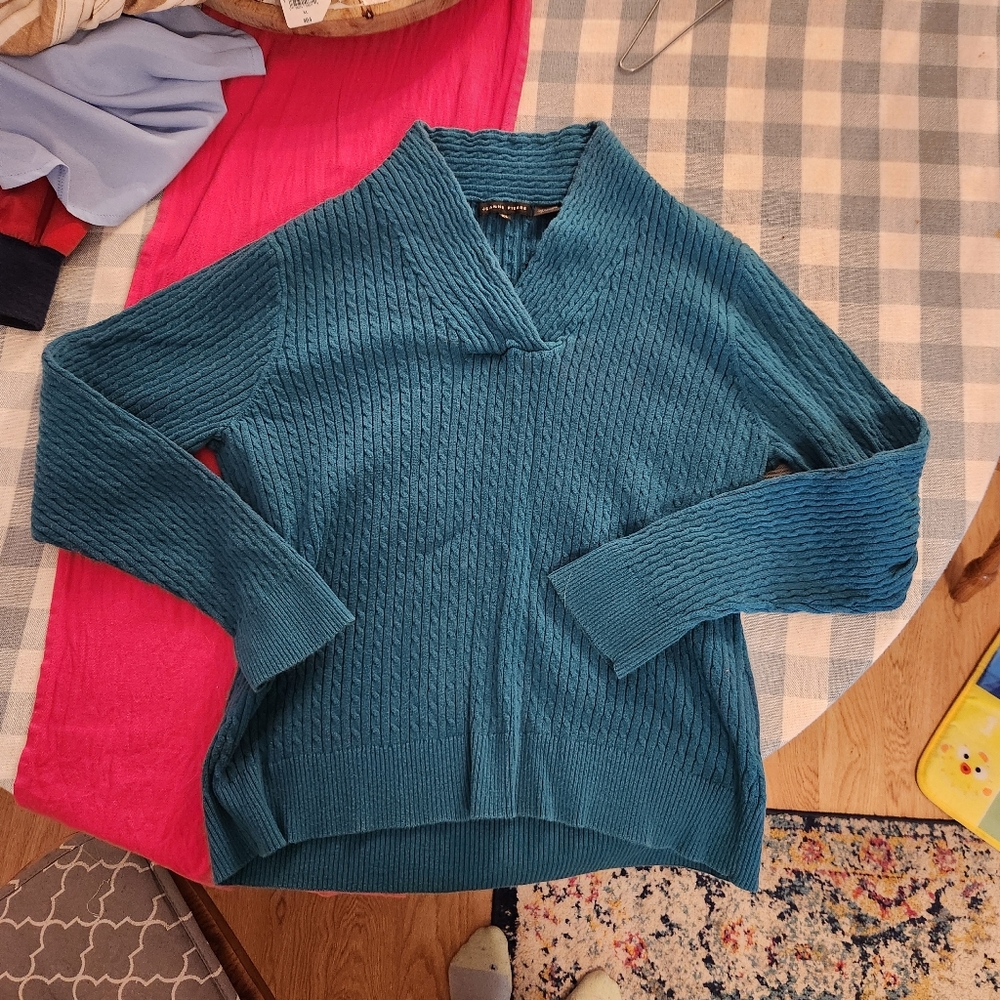 Jeanne Pierre Teal Sweater
